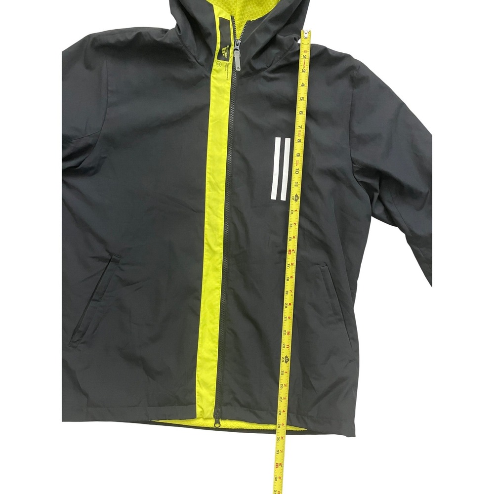 Adidas Primeblue Mens Large Black Neon Yellow Fleece‎ Lined Hooded Jacket L NWOT - Picture 8 of 13